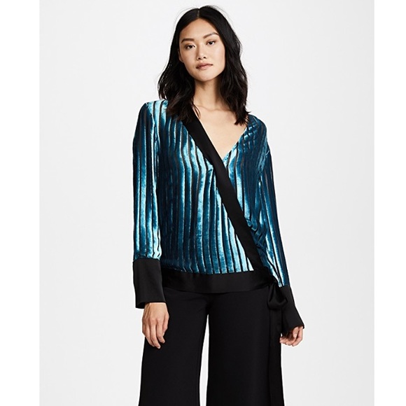 Diane von Furstenberg Cross Over Velvet Blouse - Picture 3 of 8